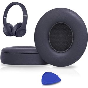 Vervangende oorkussens Geschikt voor Beats Solo 2 en Solo 3 draadloze on-ear hoofdtelefoons, Solo2 Solo3 oorkussens in zacht proteïneleer met extra dikte - Titaniumgrijs
