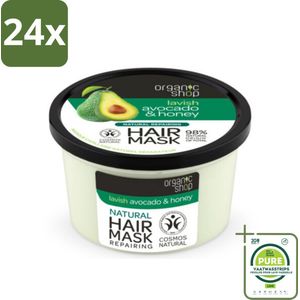 Organic Shop - Haarmasker Avocado & Honey - Hydraterend en Verzachtend - 250 ml - Voordeelverpakking - 24 stuks - Haar masker - Avocado