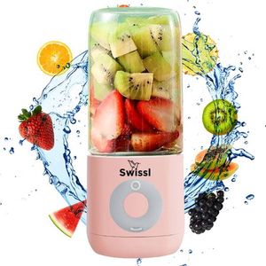 Blender To Go Draadloos Swissl - Draadloze Smoothie Maker - 500ml - Draagbare Mini Blender - Portable Juicer - Roze