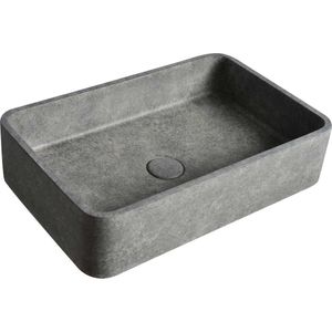 Opbouw waskom beton, rechthoekige wasbak grijs beton, donker beton rechthoek 50x32,5x12 cm BET-504dc