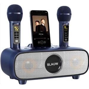 Karaoke Bluetooth Luidspreker met 2 UHF Microfoons – Professionele Geluidskwaliteit Ondersteunt AUX/USB/TF Ideaal voor Thuis Karaoke en Feestjes