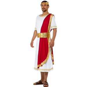 Karnival Costumes Romeinse Keizer Kostuum voor Mannen Carnavalskleding Heren Carnaval - Polyester - Maat L - 3-Delig Tuniek/Riem/Hoofdband