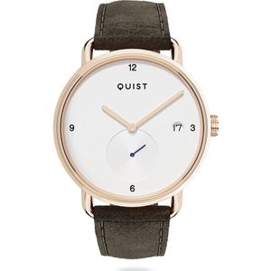 QUIST - Lott dameshorloge - bruin suede - goud - zilverwit - 36mm