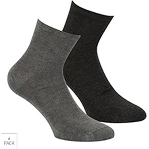 Bamboe Quarter Sokken Met Badstof Voetbed 6-Pack - Antraciet - Maat 36-40 - Comfy Bamboe Sportsokken Voor Frisse Droge Voeten - Dames / Heren