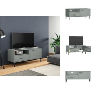 vidaXL OSLO Televisiekast - Houten meubel - Grijs - 106 x 40 x 46.5 cm - 1 lade - 1 deur - Kast