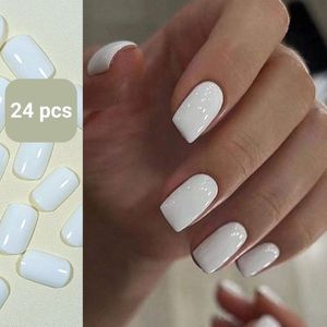 GUAPÀ® Plaknagels | 24 stuks valse nagels | Press On Nails | Nepnagels | Kunstnagels | Compleet plaknagels starterspakket | Nagels stickers | 24 stuks plaknagels Wit