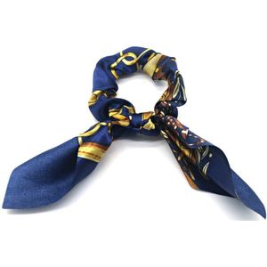 Scrunchie met Strik - Haarelastiek - Glimmend Stof - Blauw