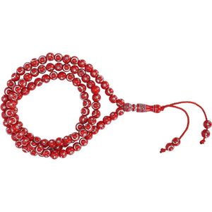 Entatial Muslim Prayer Bead Bracelet - Islamic Rosary Beads 49cm - Gift Resin Worship - Ramadan EID - Red .