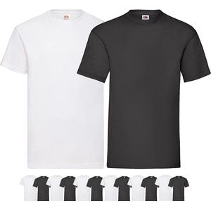 12 Stuks Fruit of the Loom T-shirts Heren Ronde Hals - Maat S (Wit/Zwart) Inclusief 2 TLRGolf Wasknijpers