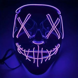 LED Masker voor Volwassenen | Carnaval | Enge Maskers | Paars| Purge