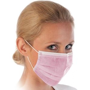 Hygostar mondmasker medisch 3-laags roze 50 stuks met oorelastiek