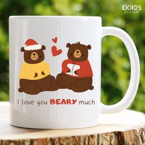 I love you beary much mok | Mok met tekst | Grappige mok | Verjaardag cadeau | Cadeau voor man | Cadeau voor vrouw | Cadeau voor haar | Cadeau voor hem | Grappige cadeau | Thee glazen | Valentijn cadeautjes | Koffiekopjes