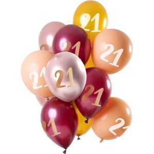 Folat - Ballonnen 21 Jaar Roze-Goud 30 cm - 12 stuks