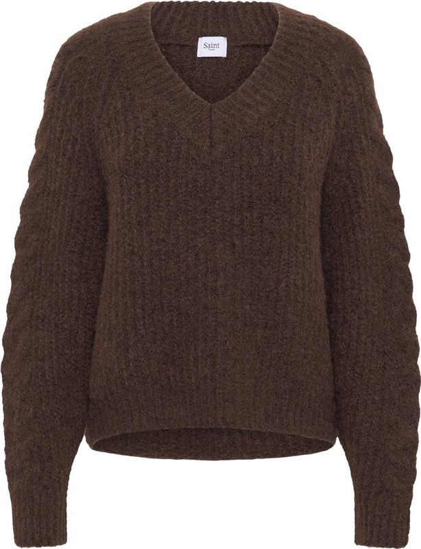 Saint Tropez - Pullover Sweater - Bruin - Dames - V-hals
