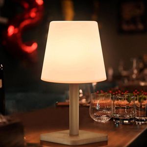 Houten LED-tafellamp met accu - draadloze dimbare tafellamp met 8 kleuren - waterdicht voor huis hotel eettafel tuin.