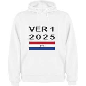 Witte HOODIE UNISEX Max Verstappen Formule 1 Oranje Fan - Maat xlarge