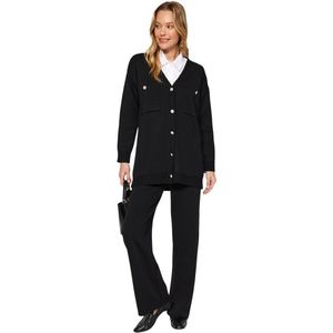 Trendyol Zwarte Vest-Broek Met Knopen, Tweedelige Set Van Breiwerk Tctaw24Us00048