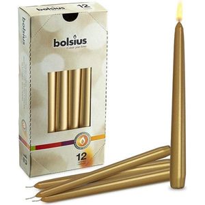 Bolsius gotische kaars goud 12 stuks - 4 verpakkingen - 48 gouden kaarsen