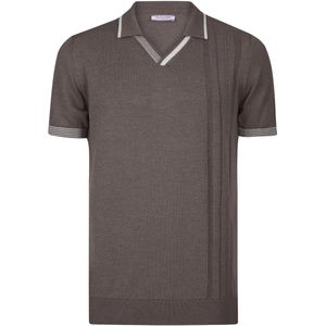 Felix Hardy - Tricot Polo Shirt - Bruin - Korte Mouwen - Heren