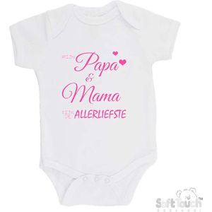 100% katoenen Romper ""Mijn papa & mama zijn de allerliefste"" Meisjes Katoen Wit/roze Maat 62/68