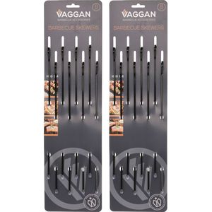 Vaggan BBQ spiezen - 16x stuks - RVS - 40 cm - vleespennen voor vlees - barbecue accessoires