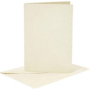 Kaarten en enveloppen, afmeting kaart 10,5x15 cm, afmeting envelop 11,5x16,5 cm, off-white, parelmoer, 4sets