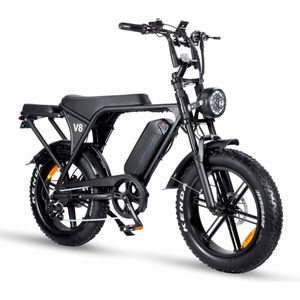 OUXI V8.3 Elektrische Fatbike - Ingebouwd Alarmsystseem - Inclusief Achterzitje - Inclusief Voetsteuntjes - Inclusief Telefoontasje - 20 Inch - 250W Motor - 7 Versnellingen - 60 km Actieradius - Hydraulische Schijfremmen - Zwart