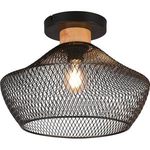 Reality - LED Plafondlamp - Plafondverlichting - E27 Fitting - Rond - Zwart - Aluminium