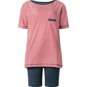 Lunatex - dames shortama 124194 met boothals - zomer pyjama - rood - maat L