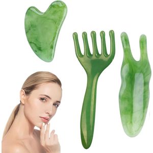 3 Stukken Gua Sha Tools - Guasha - Gezichts Masseren - Anti Aging - Verzachten Ogen en Gezichts Rimpels - Voordelen voor Huidgezondheid en Schoonheid