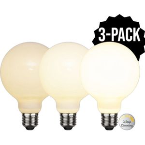 3-Pack | 3 standen - G95 Globelamp - E27 - 7.5W - Extra Warm Wit - 2700K - Opaal