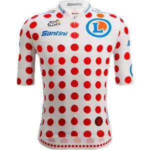 Santini Tour De France Official Polka Dot 2025 Korte Mouw Wielertrui Wit S Man