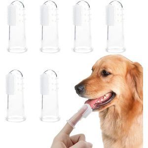 6 stuks zachte siliconen tandenborstels voor huisdieren - vingerborstels - mondhygiëne set .