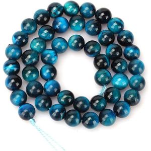 Ronde blauwe tijgeroogkralen doe-het-zelf sieraden armbanden maken - Tijgeroogkralen tijgeroogparelarmband