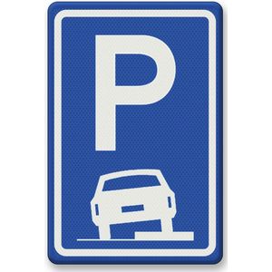 Verkeersbord E8b parkeren op de stoep - aluminium DOR 900 x 600 mm Klasse 3 - 15 jaar garantie