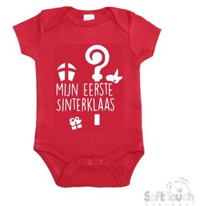100% katoenen Romper ""Mijn eerste Sinterklaas"" Unisex Katoen Rood/wit Maat 62/68