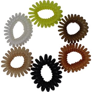 Jessidress Mini Spiraal Elastiekjes Mini Telefoonkabel Elastieken - Bruin
