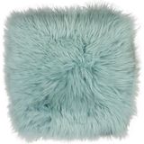 Stoelkussen - zitkussen schapenvacht - turquoise vierkant - stoelpad - zetelkussen - klein vachtje