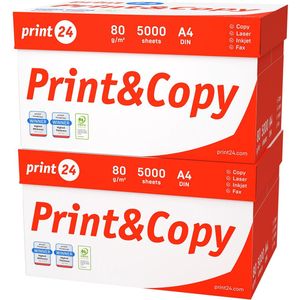 print24 Printerpapier kopieerpapier 10000 vellen 20 x 500 A4 80g premium wit PEFC-gecertificeerd
