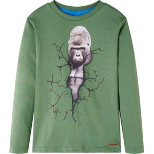 vidaXL - Kindershirt - met - lange - mouwen - 128 - lichtkakikleurig