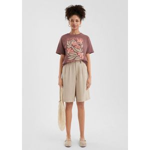 QS - Bandplooibroek - Lichtbeige - Loosefit - Mid Waist