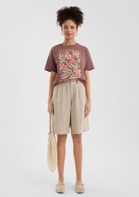 QS - Bandplooibroek - Lichtbeige - Loosefit - Mid Waist