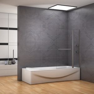 100x140cm 2-delig badwand, 5mm helder veiligheidsglas,inclusief handdoekenrek en hoekplanken