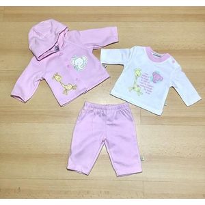Scruffy Bear baby set 3-delig roze maat 50 (Tiny Baby)
