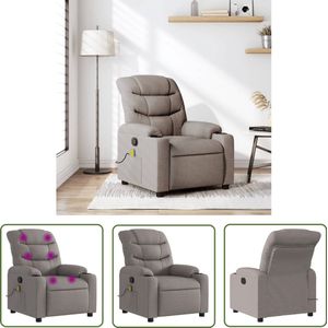 vidaXL Lounge Stoel - Massagestoel - Massagestoel verstelbaar stof taupe - Relaxstoel - Elektrische Massage - Ergonomische Stoel