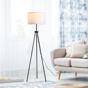 Vloerlamp vloerlampstandaard Lamp E27, staal+polyester, 37x37x152cm (zwart+wit)