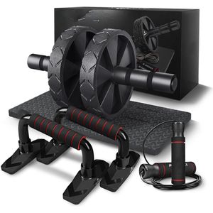 Ab Roller Buikspiertrainer Met Grote Kniemat – Verstelbare Buikspierroller Voor Mannen & Vrouwen – Compact & Efficiënt Fitnessapparaat Voor Thuis