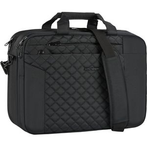 Laptoptas 17 inch dames notebooktas aktetas tablettas schouder schoudertas waterafstotende schooltas zakelijke laptoptas voor dames en heren herbruikbaar gewatteerd zwart