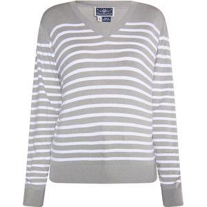 DreiMaster - Gebreide Trui - Grijs Wit - Dames