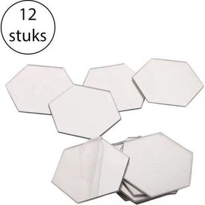 Plakspiegel - Hexagon Wandspiegel - 12 Stuks - 8x4x7cm - Zilver - zelfklevend - decoratie